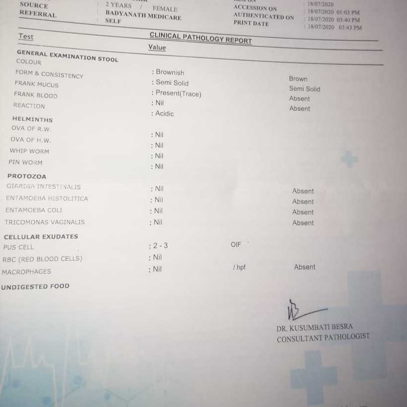 hi..my baby is 4 months old..got his stool routine test..wanted to
