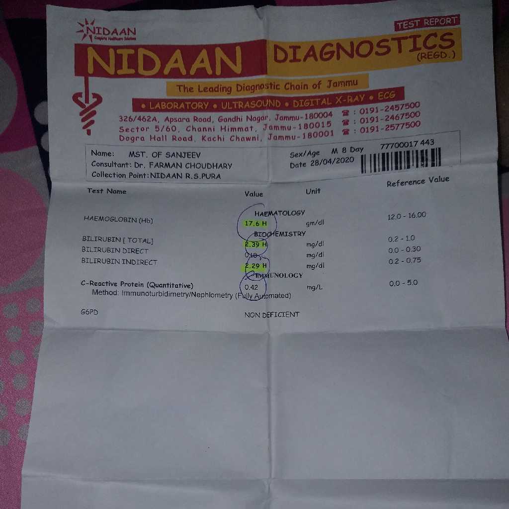 paediatrician Hi, doctor... My baby has jaundice and at day 7 his